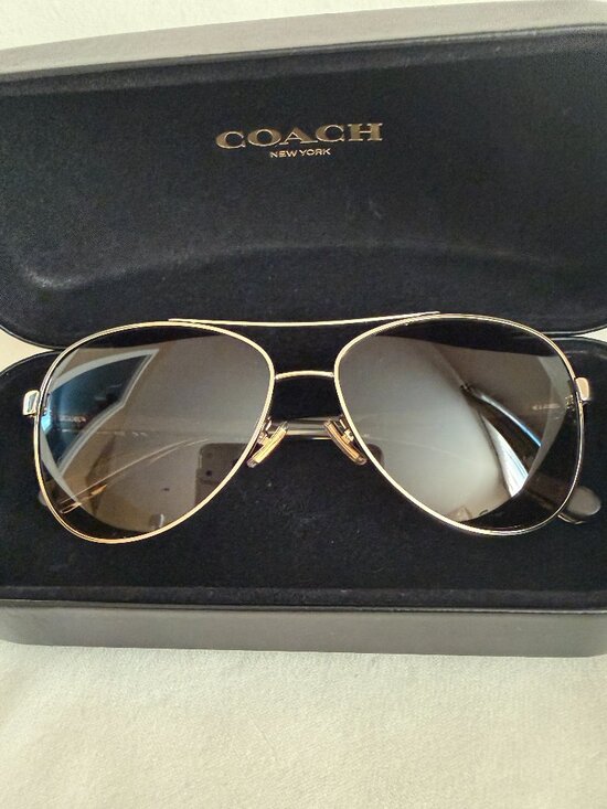 COACH Green Yellow Lens Gold Frame HORSE and CARRIAGE Pilot Sunglasses L1015 main image 8